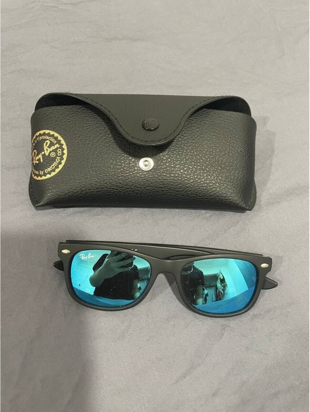 Ray-Ban Junior RJ9052S Kids Wayfarer Sunglasses Black Blue Liteforce w/ Case